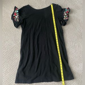 LOFT Black Dress with Colorful Embroidered Sleeves